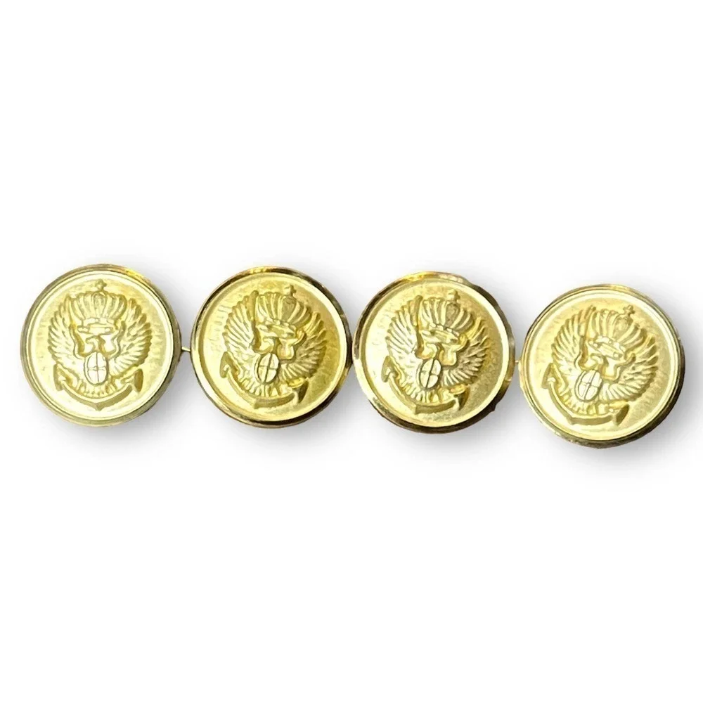 Vintage Military Gold Tone Eagle Crown Anchor Cufflinks French Cuff